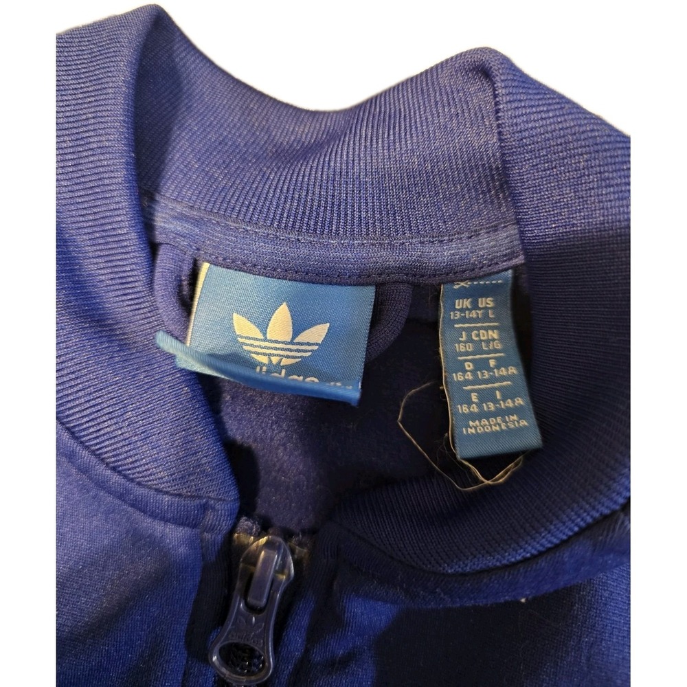 Adidas SST Jogging Track Jacket Full Zip Youth Blue - Picture 2 of 3